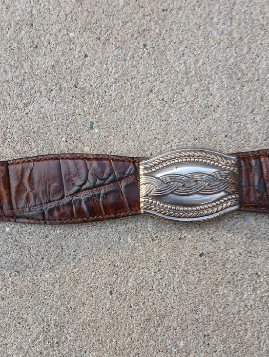 Fossil Leather Belt Womens Sz M Silver Buckle Brown Leather Sz M  28\